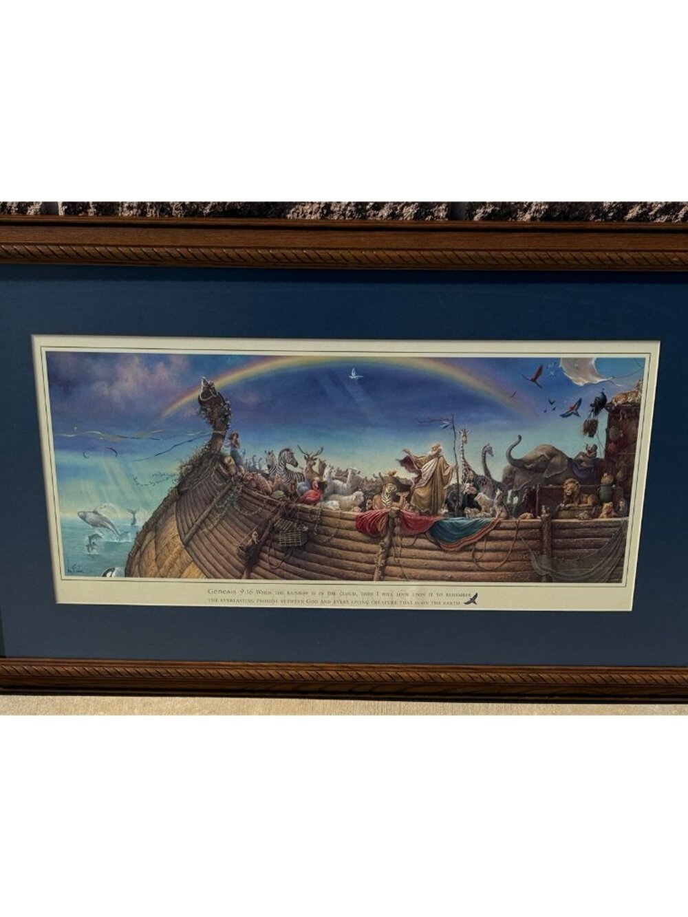 Tom duBois - The Promise - Hand Signed Print - Framed  Noah's Ark 35.5" x 20.5"